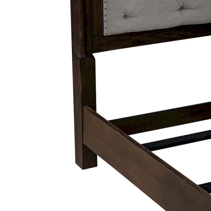 Saddle Brown Upholstered Panel Bed Frame - King & Queen