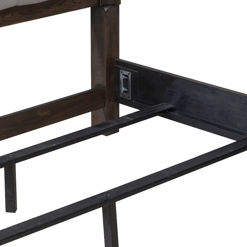Saddle Brown Upholstered Panel Bed Frame - King & Queen