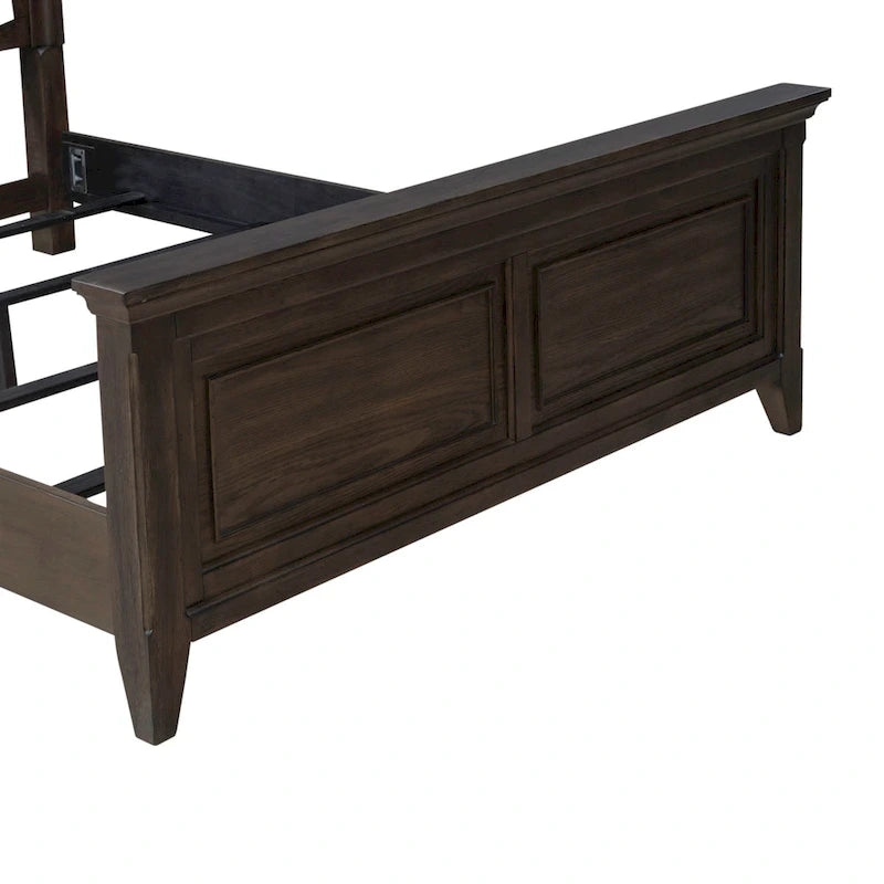 Saddle Brown Upholstered Panel Bed Frame - King & Queen