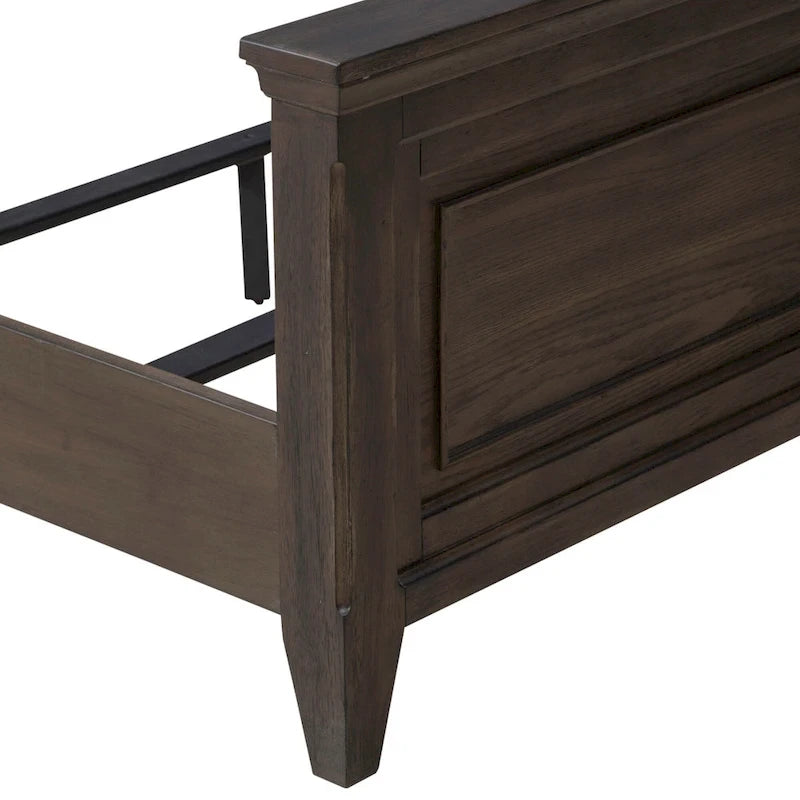 Saddle Brown Upholstered Panel Bed Frame - King & Queen