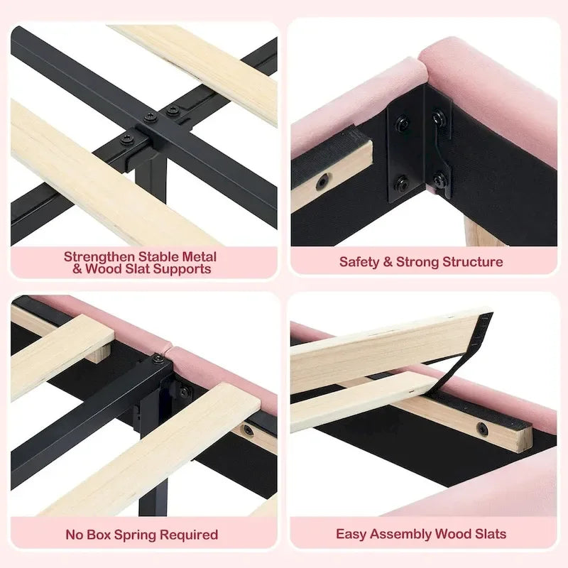 Twin Bed Frames With Velvet Platform Bed Mattress Foundation