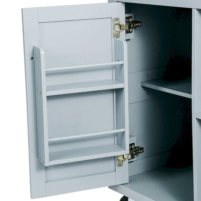 Kitchen Cart With Rubber Wood Drop-Leaf Countertop