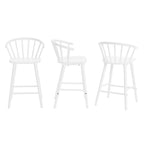 Set of 3 Counter Height Stool 24.in Bar Stools with Solid Wood Frame and Spindle Back for Kitchen Island