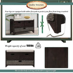 Storage Bench with Removable Basket and 2 Drawers, Fully Assembled Shoe Bench with Removable Cushion