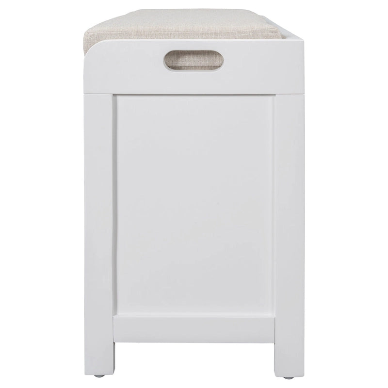 Storage Bench with Removable Basket and 2 Drawers, Fully Assembled Shoe Bench with Removable Cushion