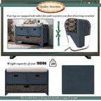 Storage Bench with Removable Basket and 2 Drawers, Fully Assembled Shoe Bench with Removable Cushion