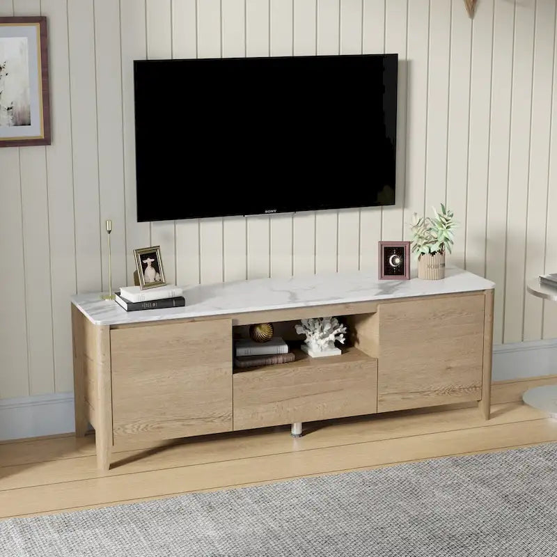 58 TV stand with LED Lights Entertainment Center TV cabinet with Storage for Up to 80 inch for Gaming Living Room Bedroom