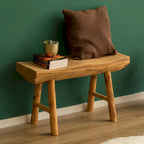Rustic Carved Wood Natural Edge Entryway Log Accent Bench