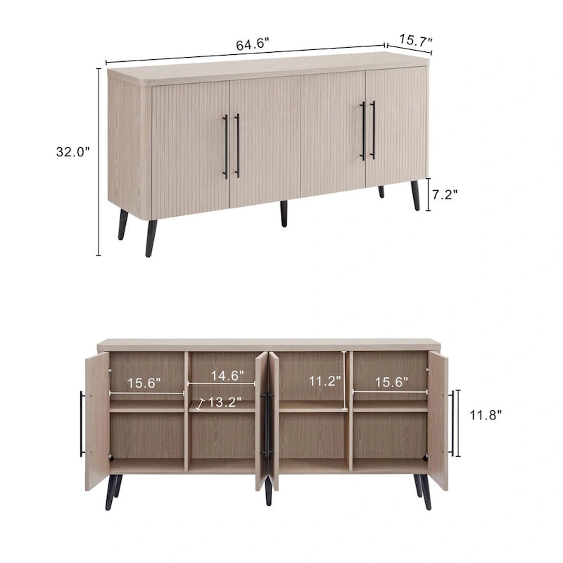 Mid Century Modern 64.6 Inch Sideboard