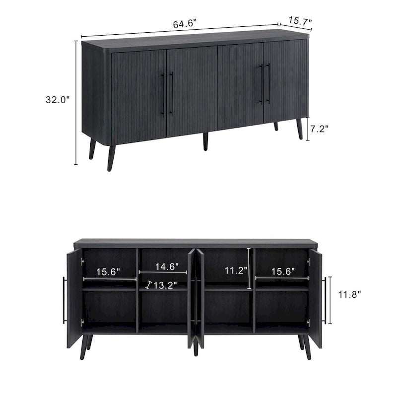 Mid Century Modern 64.6 Inch Sideboard
