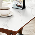 Brown Narrow Slate Side Table with Storage Shelf